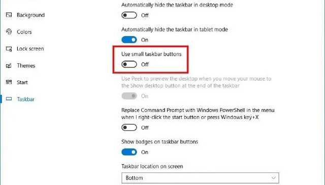 Use smaller taskbar buttons